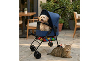 Breathable Pet Stroller with Cup Holder Four-Wheel Foldable Pet Stroller Lightweight Compact for Dogs, Cats, Daily Walks, Outdoor, Travel