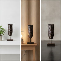 Faceplate Ornament Resin Faceplate Sculpture Tall Sculpture with Stand for Interior Stylists, Art Collectors, Entryway
