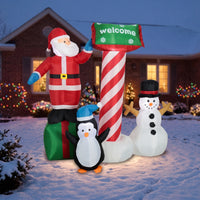 Self-Inflating Inflatable Santa Scene Weather-Resistant Christmas Inflate Decoration Festive Christmas Inflatable Lighted for Homeowners, Families, Yard, Lawn, Garden, Entryway