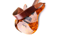 Wide Genuine Leather Guitar Strap Two-Tone Leather Guitar Strap Comfortable Secure for Bass Players