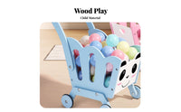 Wooden Young Child Shopping Cart Wood Animal Push Pusher Smooth Polished Edges Wooden Infant Pusher for Young Children, Infants