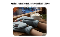 2 Pieces Fold-over Gloves Korean Design Fold-over Fingerless Gloves Half Finger Mittens Gender-Neutral Transformable Mittens