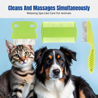 Flea Comb Set for Pet Grooming, Cat Dog Cleaning, Massage, Stainless Steel, Random Specification