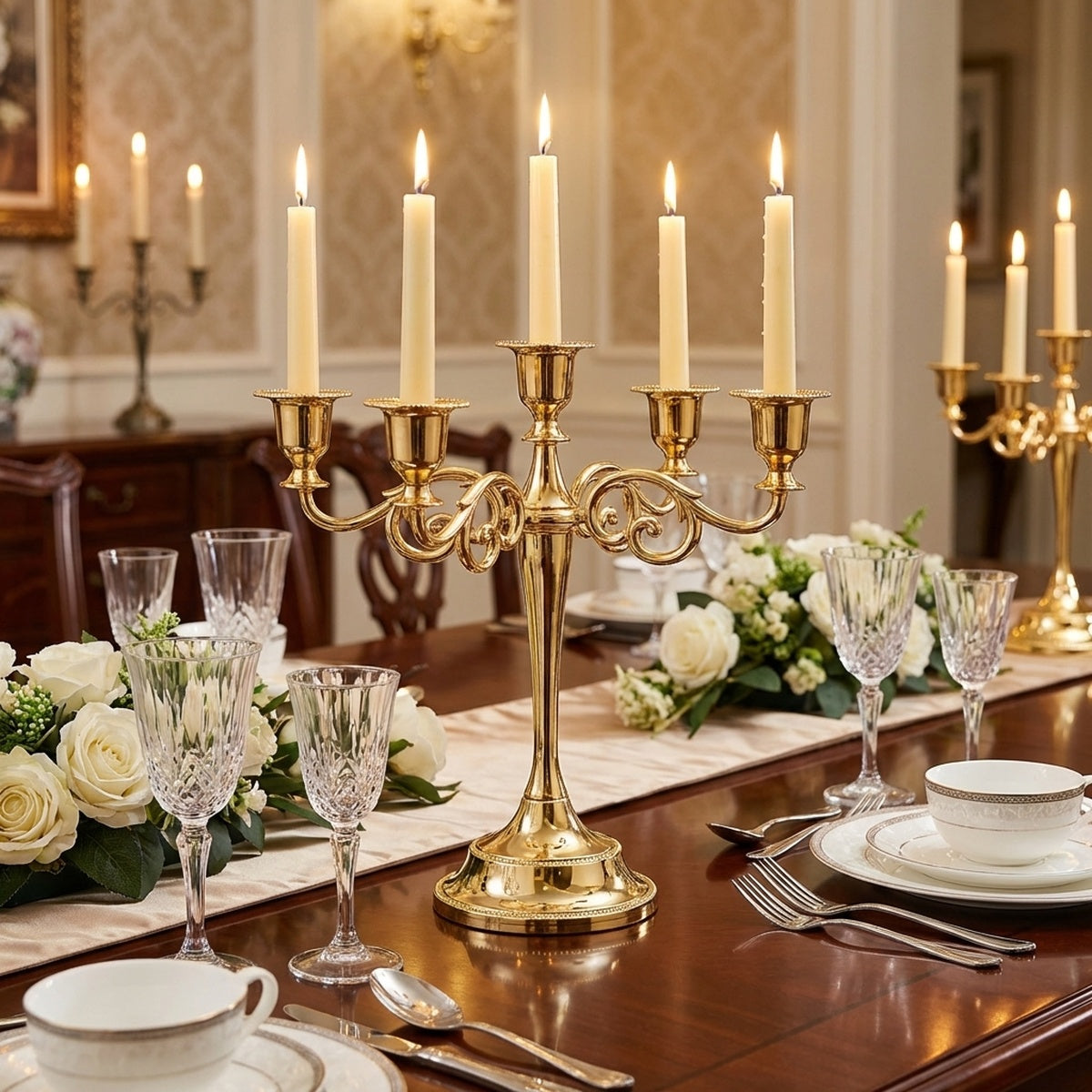 European Design Candelabra Elegant Design European Design Candlestick Light Luxury Ornate Candelabra for Dining Table, Restaurant
