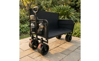 Convertible Camping Wagon 2-in-1 Folding Cart with Seat Wagon with Seats Portable Lounge Cart Quick-Fold for Campers, Picnics