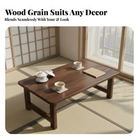 Space-Saving Foldable Tatami Table Sturdy and Long-Lasting Floor Desk High Load Capacity Household Furniture Rounded Corners for Apartment Dwellers, Minimalists, Bay Window, Tea Room, Balcony, Small Areas