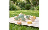 Wooden Tea Set Wood Pretend Tea Set Pastel for Kids
