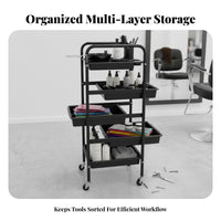 Hairdressing Tool Cart Long-Lasting 5-Drawer Rolling Salon Cart Cosmetic Spa Storage Trolley Large Capacity Cosmetic Spa Tool