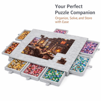 Foldable Puzzle Board for Kids with Storage Drawers and Cover, 1000 Piece Felt Mat with Built-In Stand, Indoor Home Case