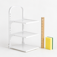 Kitchen Cupboard Organiser Pot Rack, 3 Layer Space Saving Organiser, Adjustable Carbon Steel for Saucepans, Pots & Pans