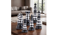 6 Pieces Ceramic Chess Decor Glossy Chess Piece Figurines Midnight Ruler Figurine for Art Collectors