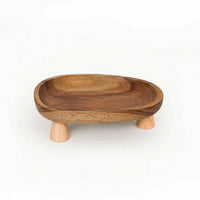 Compact Oval Tray with Legs Decorative Elevated Wooden Tray Elegant Smooth for Coffee Table