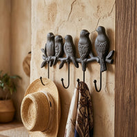 Bird Hook Rack Rustic Bird Coat Hook Rack Cast Iron Key Holder Nature-Inspired Hardware Heavy Duty for Homeowners, Entryway