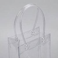 Gift Bag and Tote Bag for Beverages, Clear PVC Birthday Gift Bag with Rope Handle, Plain Bottle Bags and Bottle Carrier, Clear Tote Bag Packaging
