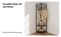 Space-Saving Corner Clothing Rack Modern Design Corner Coat Rack Easy Assembly Freestanding Hall Tree Multifunctional for Apartment Dwellers, Homeowners, Bedroom, Small Areas, Entryway, Dorm Room