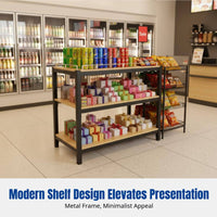 Supermarket Display Rack, Adjustable Metal Stand, Multitier Floor Shelf for Grocery, Beverage, Gift Box, Customizable