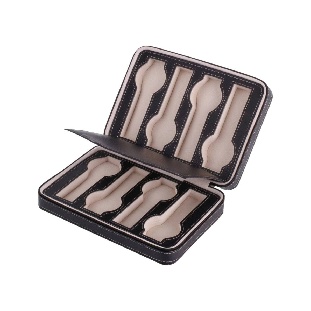 Zippered 8 Slot Watch Case Portable Travel Watch Case Compact Organizer Leather for Travelers, Drawer, Dresser
