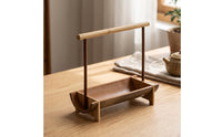 Handheld Snack Tray Portable Bamboo Tray with Handle Decorative Tableware for Tea Lovers