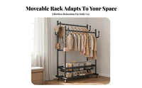 Movable Rolling Clothes Rack Multi-Functional Heavy Duty Clothes Rack Space Saving Clothing Stand 360° Swivel Wheels for Homeowners, Apartment Dwellers, Laundry Room, Entryway, Retail Shop, Yard Sale