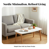 Minimalist Aesthetic 2-Tier Rectangular Coffee Table Double-Deck Design Two-Tier Rectangular Table Solid Wood Legs Living Room Furnishing Ample Storage Space for Families with Children, Homeowners, Renters, Small Apartment, Lounge Area, Office, Balcony