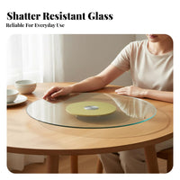 Glass Rotating Tray Seamless Rotation Glass Dining Table Turntable Round Serving Rotator for Families, Hosts