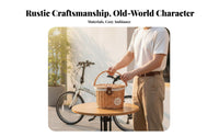Natural Willow Material Wicker Front Cycle Basket Quick Release Detachable Vintage Bike Basket Removable Liner for Picnic