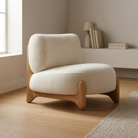 Cushioned Upholstered Lounge Chair Textured Textile Sleek Outline Lounge Chair Rounded Modern Single Sofa Solid Base