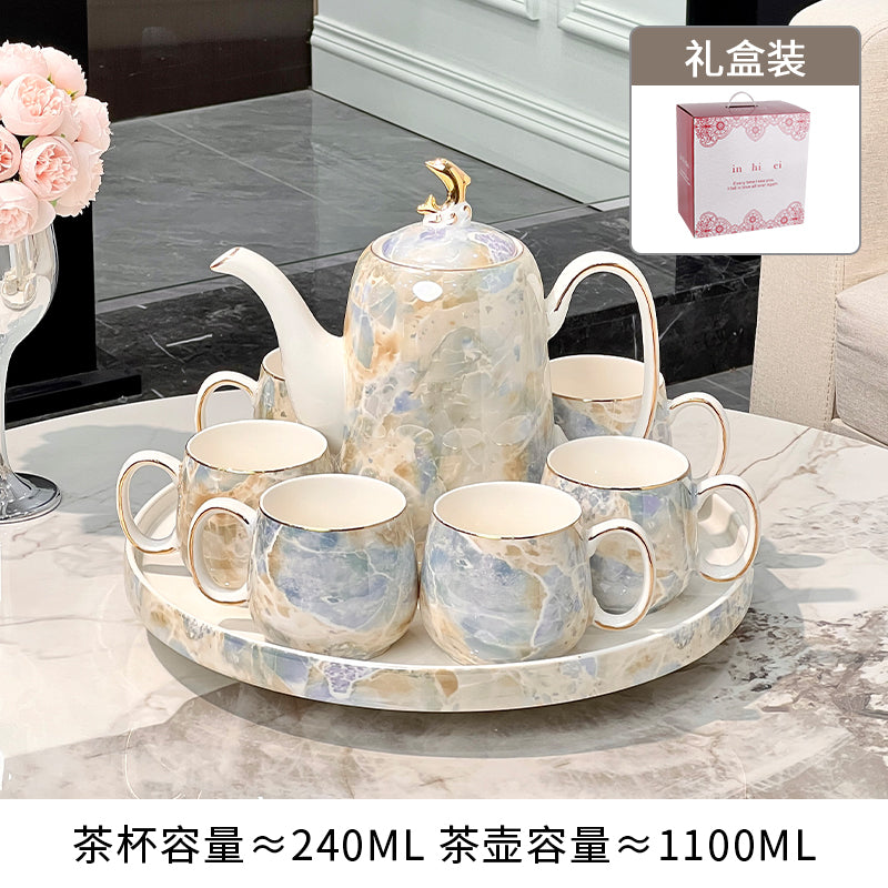 高档陶瓷茶具套装家用客厅水杯杯具乔迁新居结婚茶壶茶杯轻奢水具