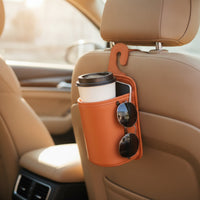 Hanging Car Seat Organizer with Hook Leather-Like Car Organizer with Cup Holder Easy to Clean Compact for Commuters