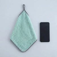 Hanging Hand Towel, Magic Wipe Bathroom Drying Cloth for Cleaning Cloths, Soft Coral Fleece Absorbent Towel with Hanging Loop and Bound Edges
