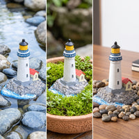 Resin Miniature Lighthouse Ornament Nautical Miniature Lighthouse Mediterranean Whimsical for Terrarium