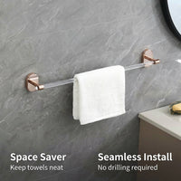 Waterproof Towel Bar for Small Space Organization, Wall Mounted Acrylic Storage Rack for Bathroom, Punch-Free Damage-Free Design for Homeowners