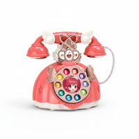 Music Princess Toy Phone Educational Musical Toy Telephone Lights and Sounds Play Phone Retro Design for Girls, Kids, Toddlers