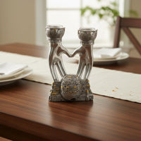 Resin Jerusalem Menorah Detailed Relief Design Jerusalem Candle Holder Decorative Centerpiece Israeli Candle Stand Tabletop Display
