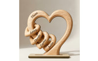 Wooden Heart with Base Freestanding Heart-Shaped Standing Ornament Tabletop Sign for Bookshelf