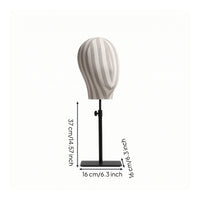 Adjustable Head Display Form textileCovered Hat Display with Metal Stand Easy to Assemble Manikin Head with Square Base Heavy Duty for Closet Organization