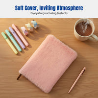 Lockable Plush Notebook, Cute Notebook with Pen, Soft Cover, Minimalist Design, Student Gift, Multiple Colors