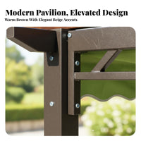 Anti Wood Pavilion Courtyard Canopy Waterproof Patio Pavilion for Villa Owners, Homeowners, Balcony, Rooftop, Backyard