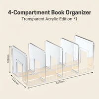 Desk Storage Organizer for Students, 4 Tier Clear Acrylic Desktop File Holder, Thickened Vertical Document Filing Rack for Workspace
