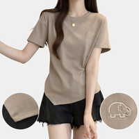 T Shirts for Women UK with Irregular Hem and Twist Knot Detail, Ladies Short Sleeve Casual Wear, Flattering Fit Design