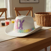 Easter Egg Decorated Hat Adorable Design Easter Cowboy Hat Lightweight for Girls