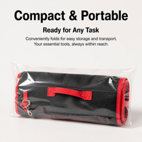 Container Tool Organizer, 31 Pockets 5 Tool Loops, Water Resistant Garden Tool Bag, 50x18x56.5cm Black & Red Tradie Tool container