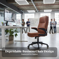 360-Degree Swivel High-Back Task Chair with Flip-up Arms Ergonomic Design Office Furniture Rocking Function Breathable for Executives, Students, Telecommuting Workers, Study Room, Workstation