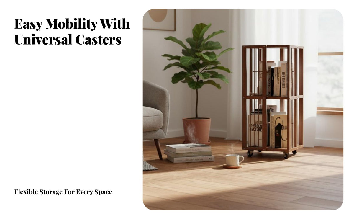 360-Degree Rotation Rotating Book shelving unit Space-Saving Design Revolving bookshelf Multi-Tier Shelving bookshelf Movable with casters for Students, Adults, Parents, Living Room, Small areas, Bedroom, Corner