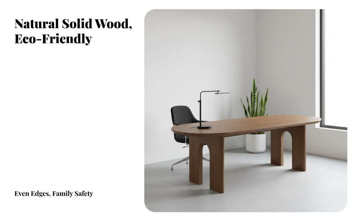 Oval Wood Dining Table Sturdy Construction Arch Leg Dining Table Sturdy Household Furniture for Families, Couples, Living Room, Kitchen, Apartment