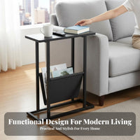 Minimalist Design C-Shaped Sofa Table Space-Saving C-Shaped Table Multi-Functional Nightstand 2-Tier Storage for Apartment Dwellers, Homeowners, Work-from-Home Professionals, Living Room, Bedroom, Small Spaces, perusing corner