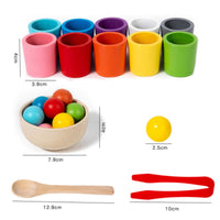 Hand-Eye Coordination Ball Cup Game with Tongs Fine Motor Child-Centered Toy with Tongs Multicolor Color Matching Toy with Cups Educational for Toddlers, Preschoolers, Homeschooling, Playrooms
