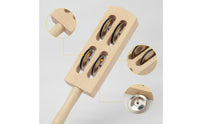 Jingle Stick Handheld Wooden Tambourine Stick Tambourine with Four Bells Rhythmic Percussion Instrument Lightweight for Children