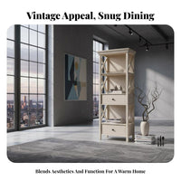 Vintage aesthetic Multi-Door Sideboard Distressed Look Farmhouse Sideboard Two-Tone Finish Buffet Cabinet Xpattern Doors for Interior Design aficionados, Homeowners, Apartment Dwellers, Dining Room, Kitchen, Entryway, Hallway