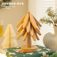 高级感圣诞树隔热垫餐桌摆件创意一棵树实木防烫锅垫折叠杯垫碗垫 【星星款】全实木-圣诞树隔热垫4层